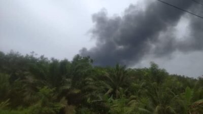 Diduga Dapur Penyulingan Minyak Ilegal di Gebang Terbakar, Asap Membumbung Tinggi
