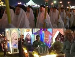 Festival Takbir Akbar dan Pawai Obor di di Lapangan Desa Klambir V Kebun, Kecamatan Hamparan Perak, Kabupaten Deli Serdang, Sumatera Utara, Minggu (16/06/24) malam.
